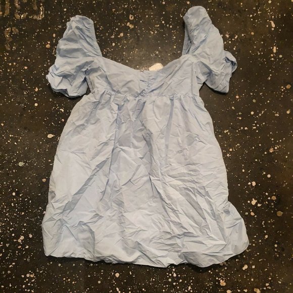 Amanda Uprichard Ariana Dress Powder Blue Romantic Party Puff Sleeve L NWOT $251 - Picture 4 of 5